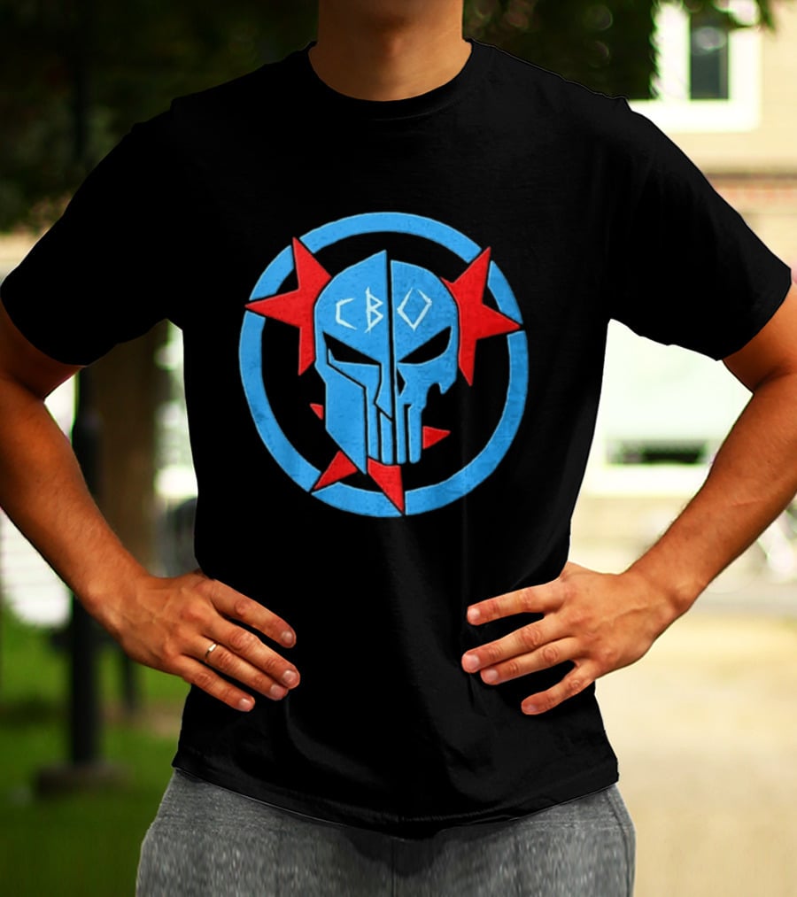CBO Spartan Punisher Skull Red Star Blue Circle T-Shirt