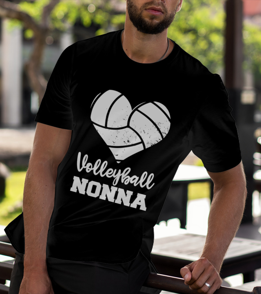 Volleyball Nonna Distressed Heart T-Shirt