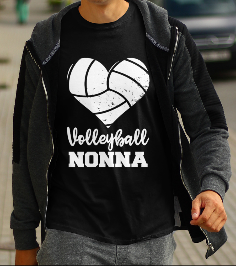 Volleyball Nonna Distressed Heart T-Shirt