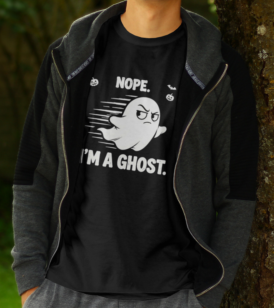 Nope I'm A Ghost Halloween Spooky With Pumpkins And Bats T-Shirt