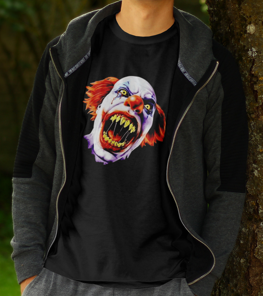 Scary Pennywise The Clown IT Horror Teeth And Fiery Hair T-Shirt