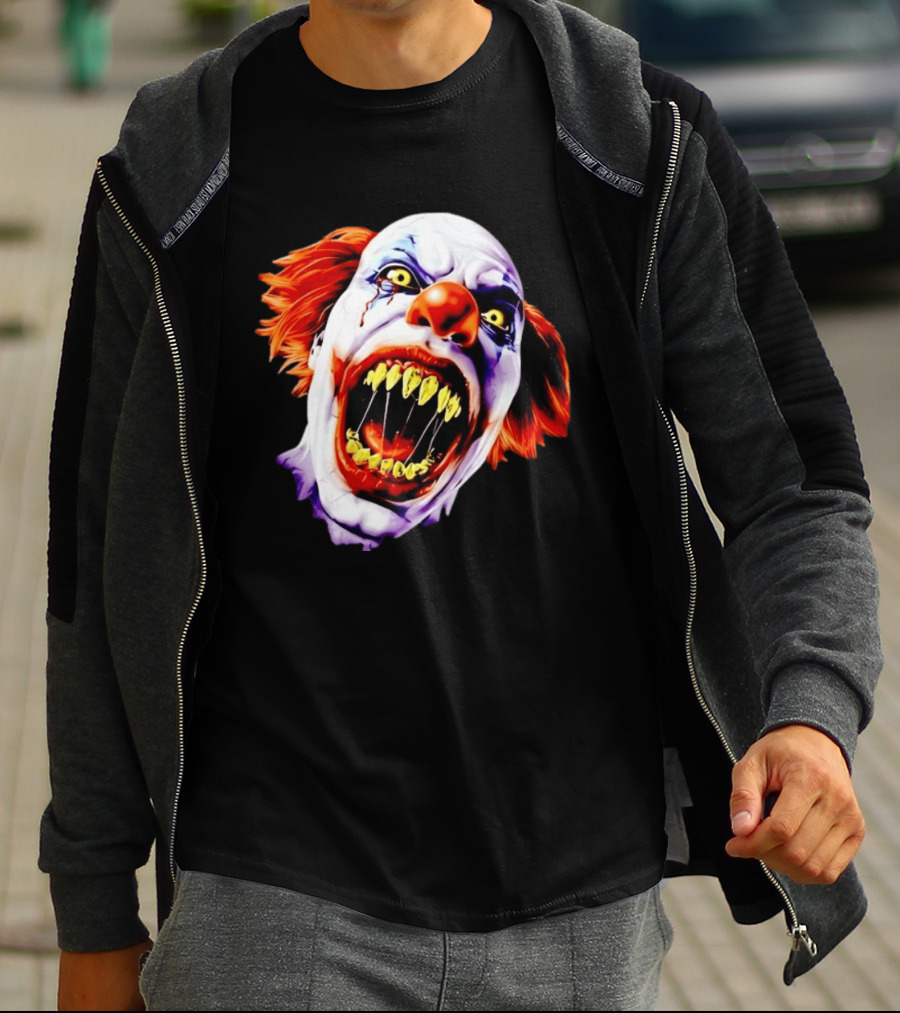 Scary Pennywise The Clown IT Horror Teeth And Fiery Hair T-Shirt
