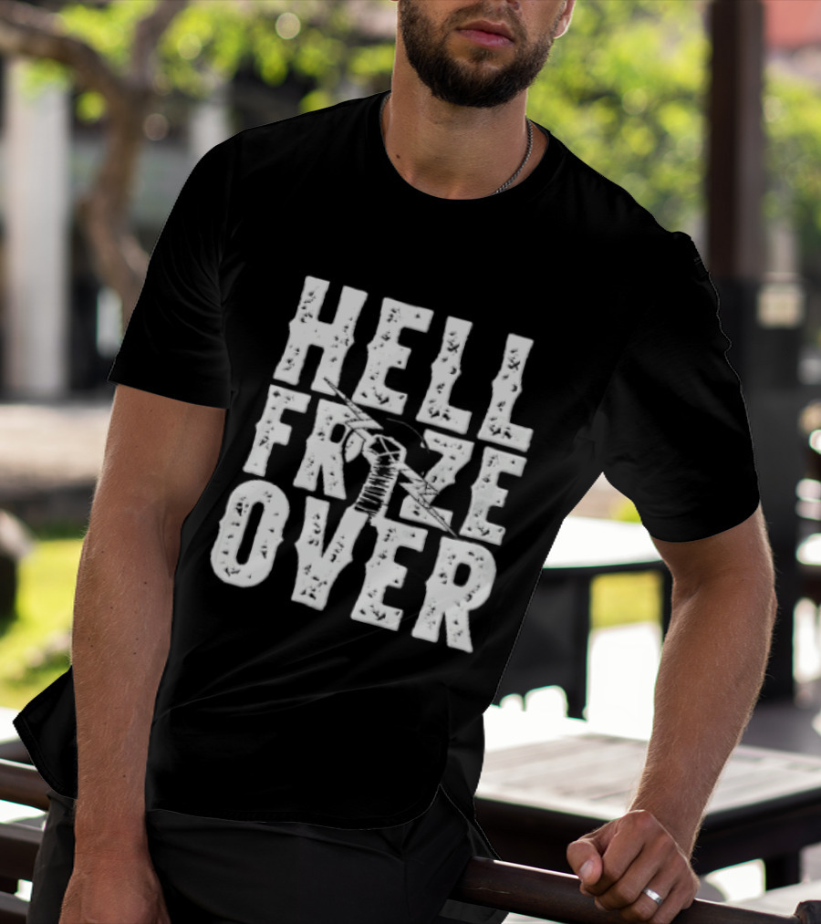 Hell Froze Over Taped Fist Lightning Bolt Distressed T-Shirt