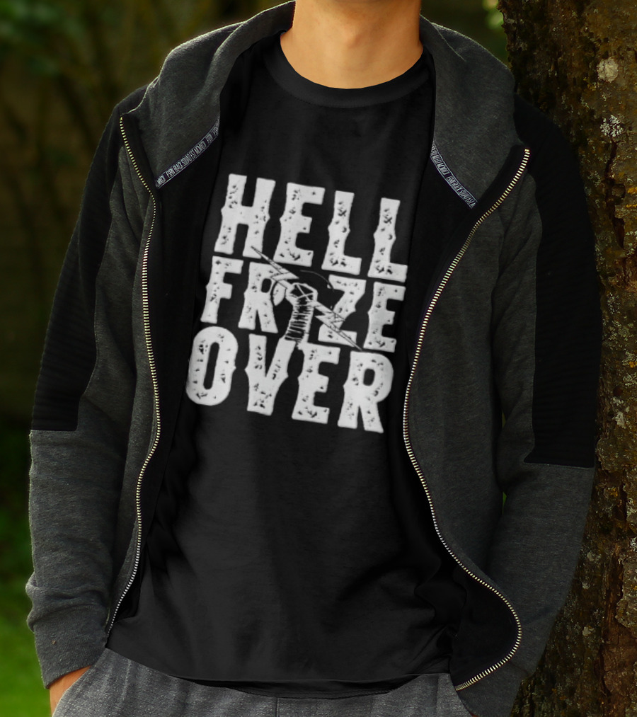 Hell Froze Over Taped Fist Lightning Bolt Distressed T-Shirt