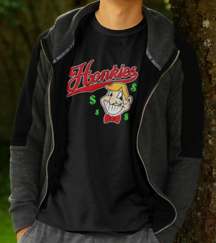 Honkies Red Script Cartoon Blond Man Dollar Signs T-Shirt