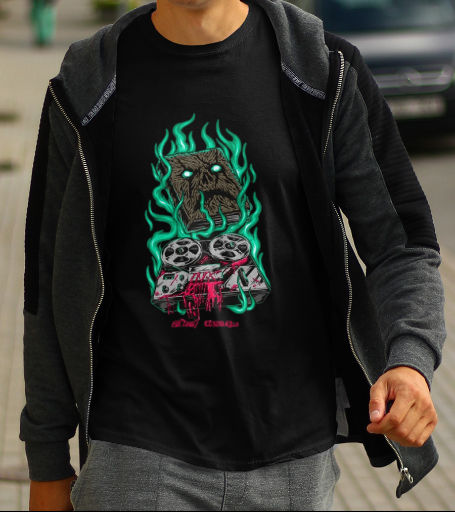 Ice Nine Kills Necronomikills Evil Dead 2 2026 Tape Recorder And Book With Flames T-Shirt