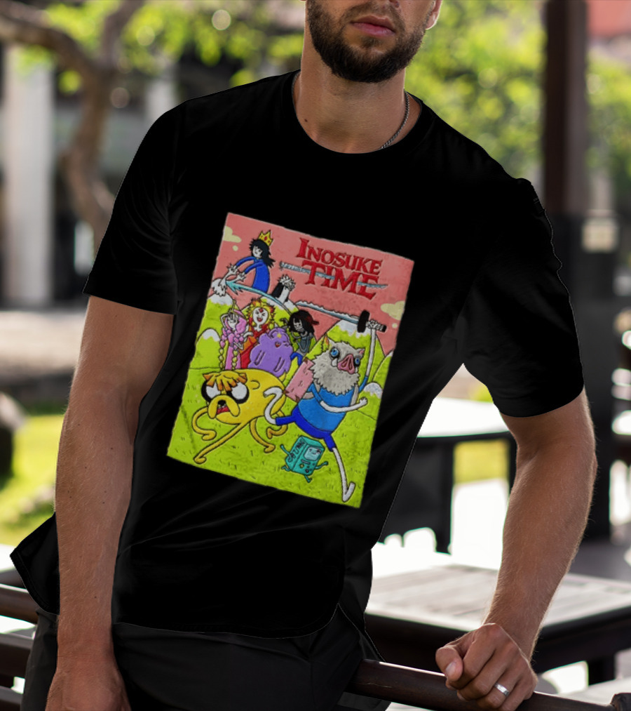Inosuke Time Adventure With Demon Slayer Crossover Characters T-Shirt