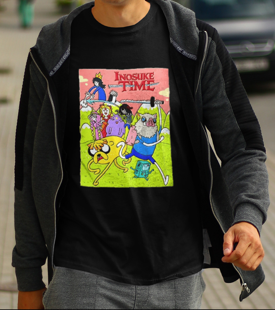 Inosuke Time Adventure With Demon Slayer Crossover Characters T-Shirt