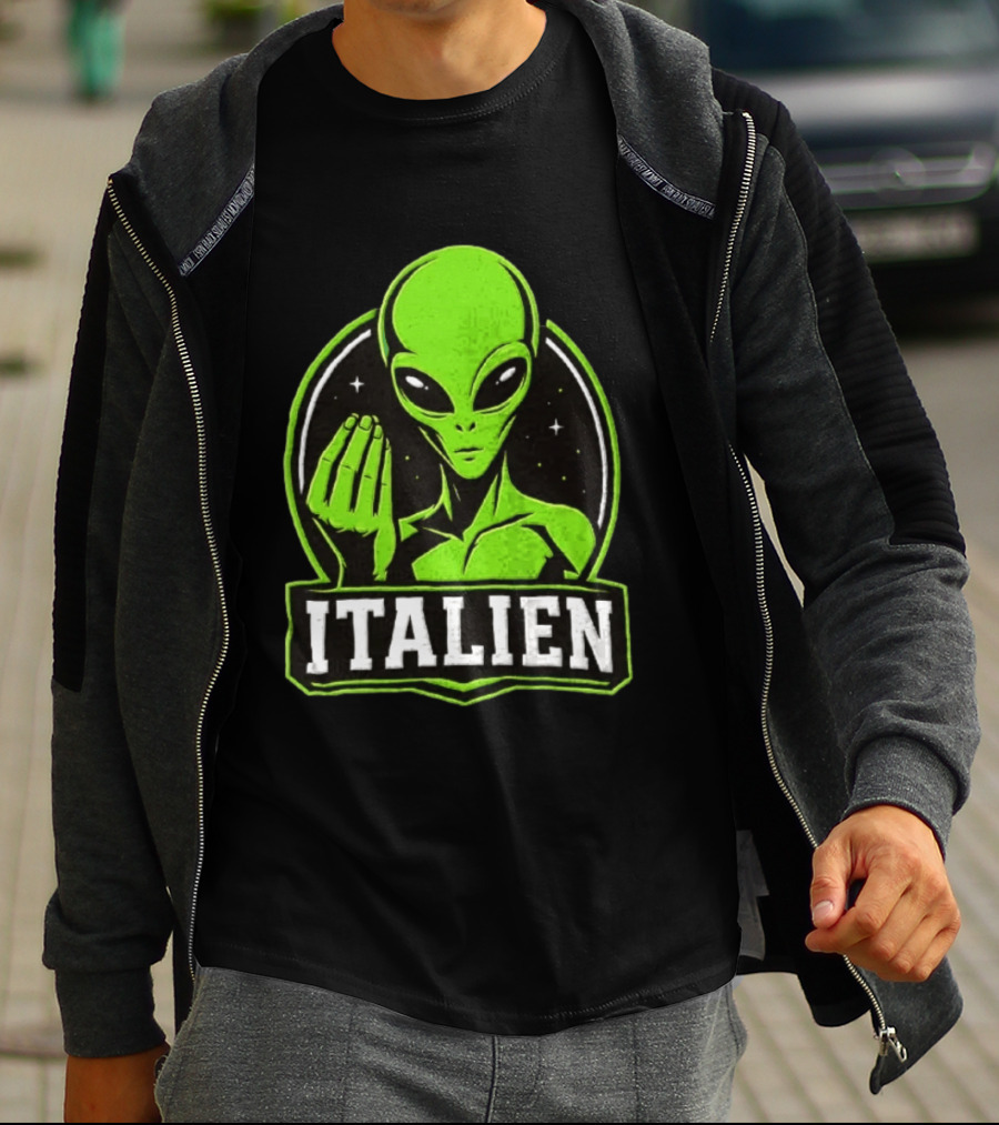 Italien Alien Hand Gesture Space Humor T-Shirt