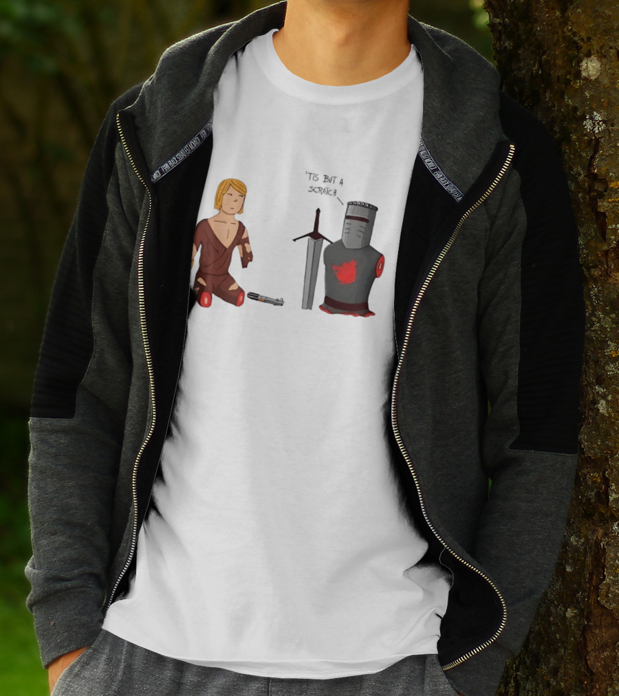 Anakin Skywalker And The Black Knight 'Tis But A Scratch Crossover Humor T-Shirt