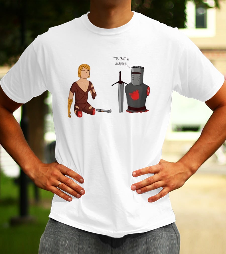 Anakin Skywalker And The Black Knight 'Tis But A Scratch Crossover Humor T-Shirt