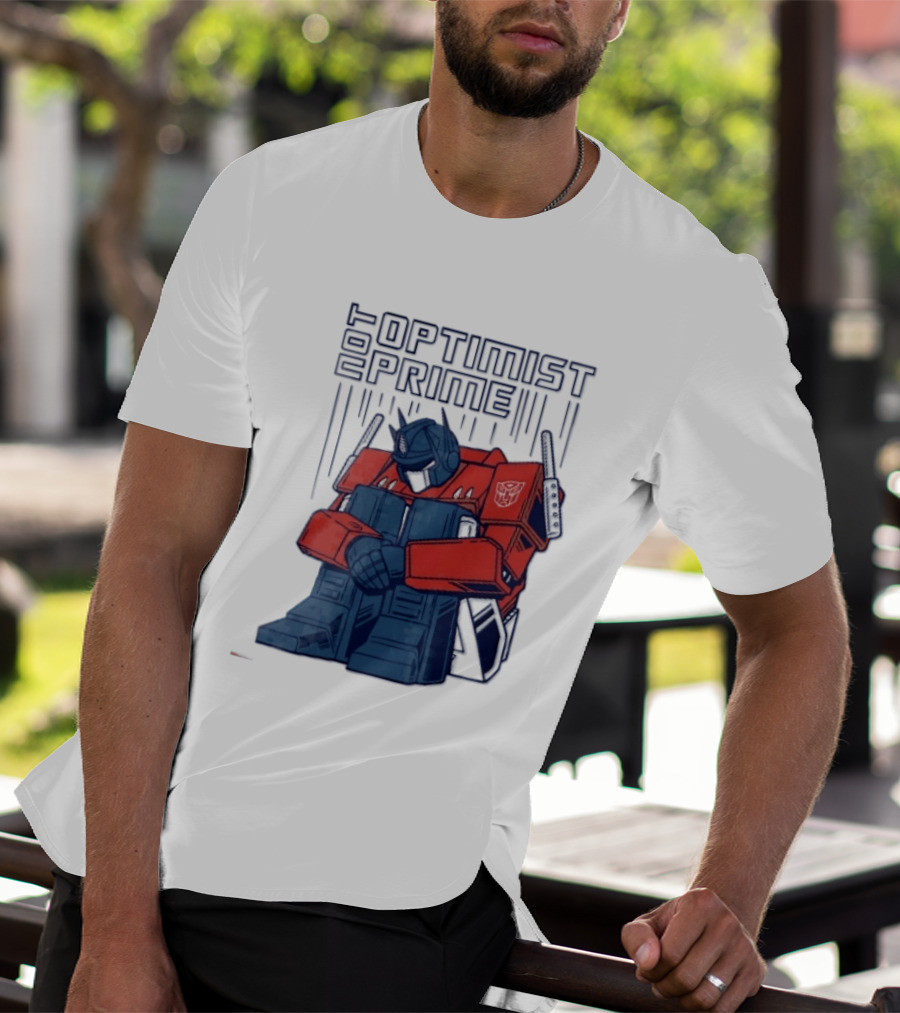 Optimist Prime Depressed Sad Robot Autobots Sitting T-Shirt