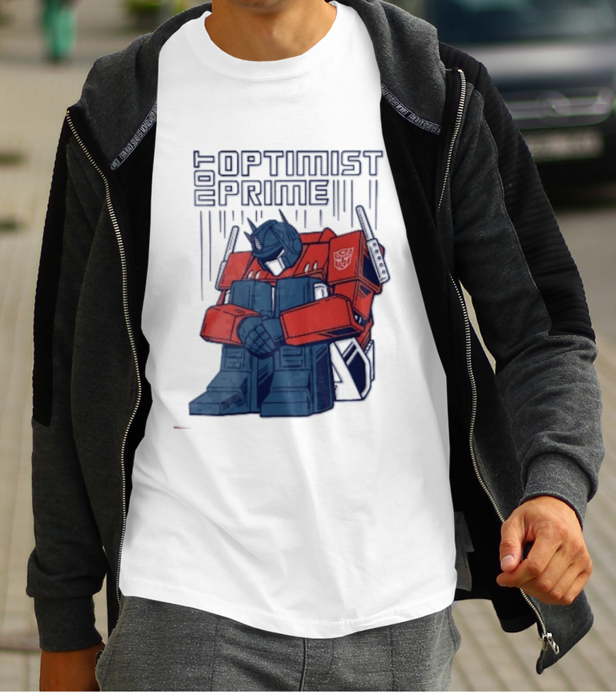 Optimist Prime Depressed Sad Robot Autobots Sitting T-Shirt