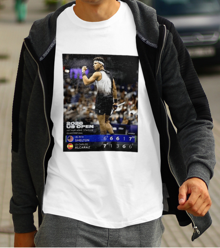 2026 US Open Arthur Ashe Stadium Quarterfinal Ben Shelton Vs Carlos Alcaraz T-Shirt