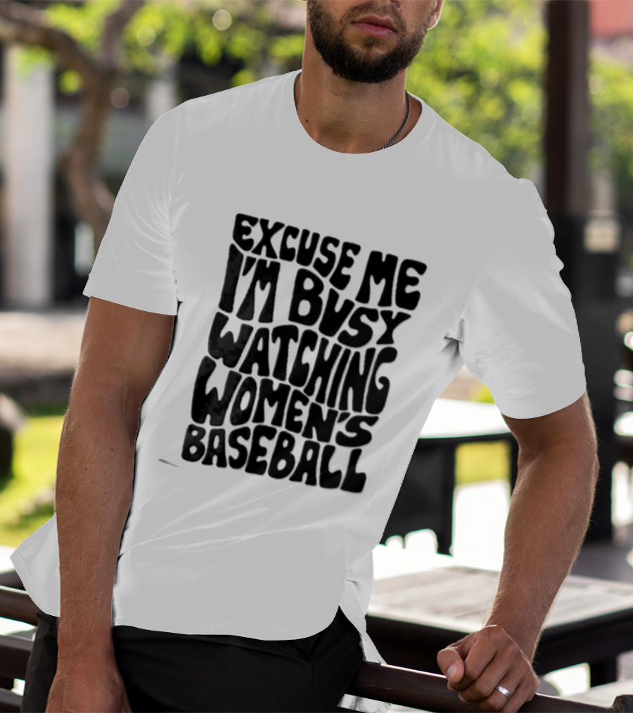 Excuse Me I'm Busy Ing Women's Baseball Doodlebymeg Groovy Wavy T-Shirt