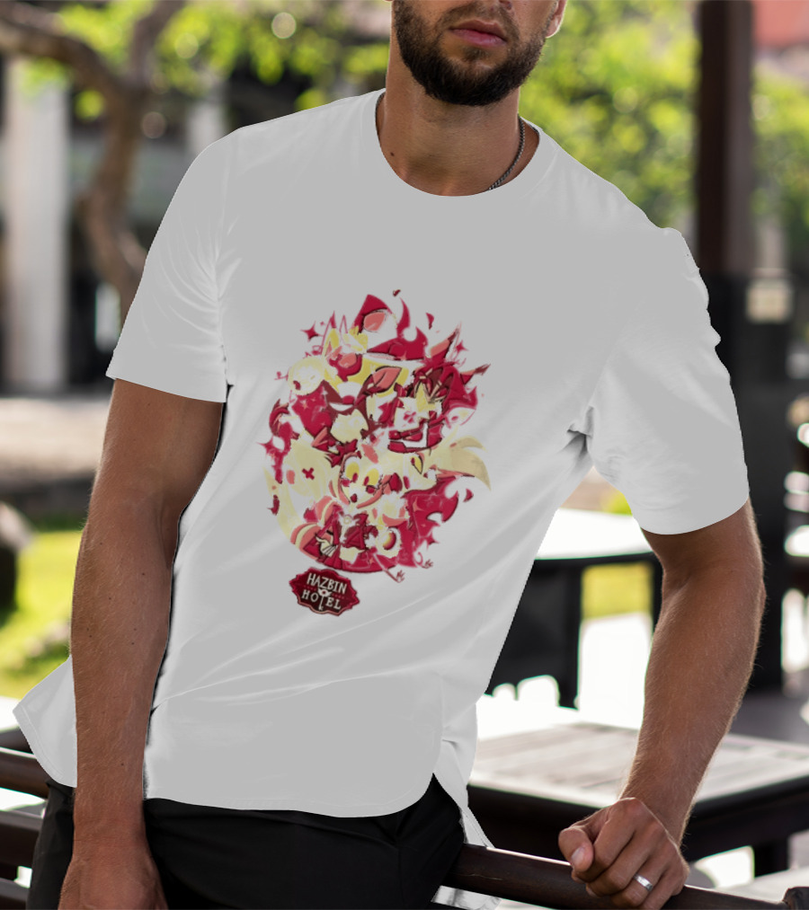 Hazbin Hotel Demon Characters Red Sparkles Group T-Shirt
