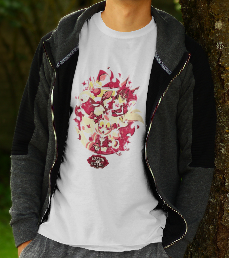 Hazbin Hotel Demon Characters Red Sparkles Group T-Shirt