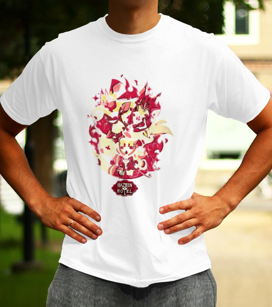 Hazbin Hotel Demon Characters Red Sparkles Group T-Shirt