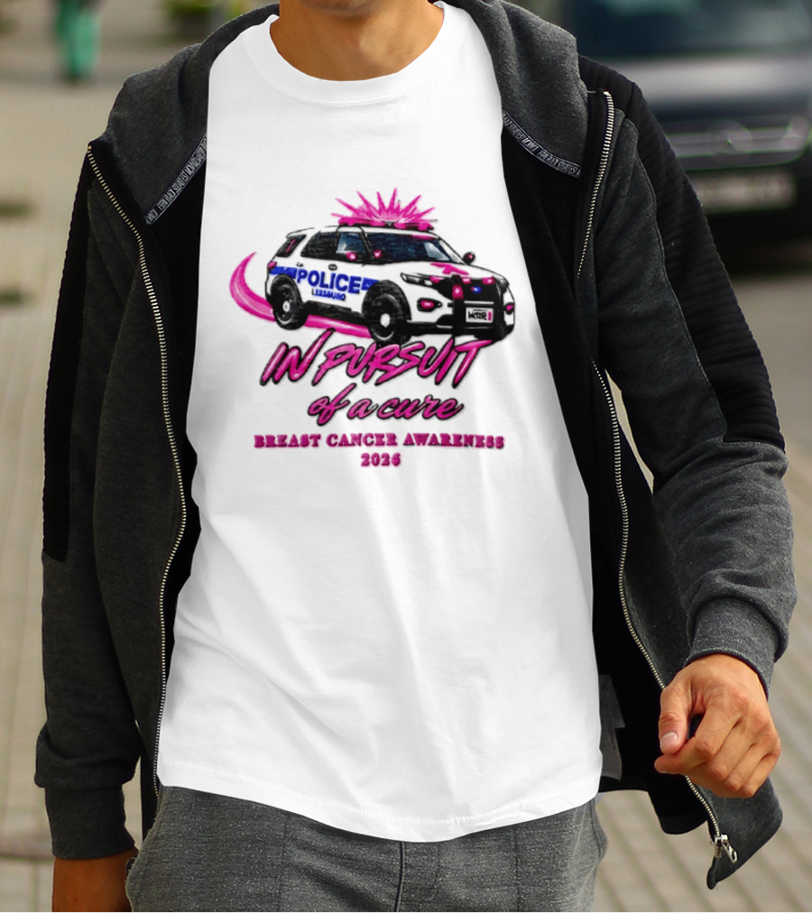 In Pursuit Of A Cure Police Car Breast Cancer Awareness 2026 T-Shirt