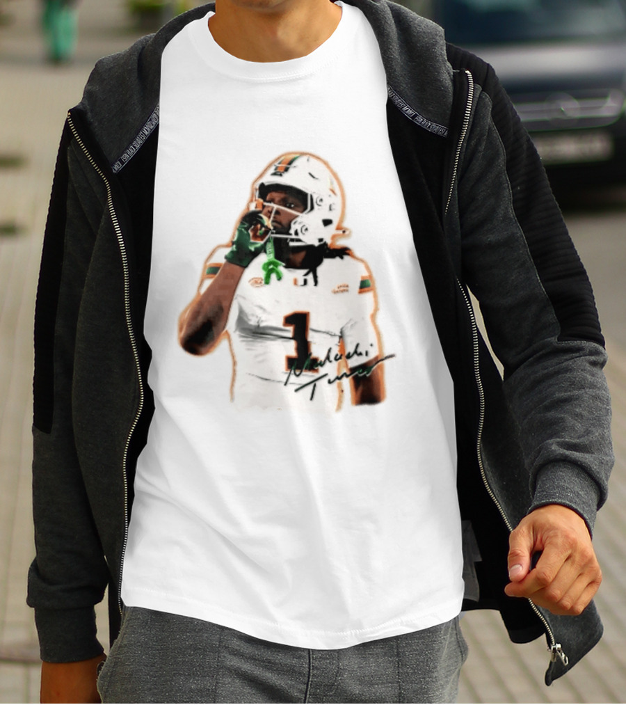 Miami Hurricanes Malachi Toney Player Photo Orange Glow NCAA Acc T-Shirt