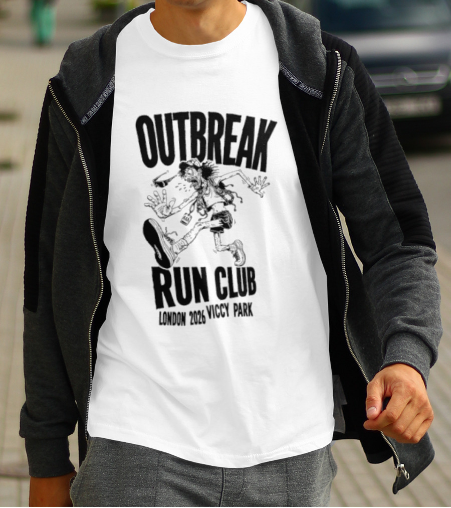 Outbreak Fest Run Club London 2026 Viccy Park Running Zombie T-Shirt