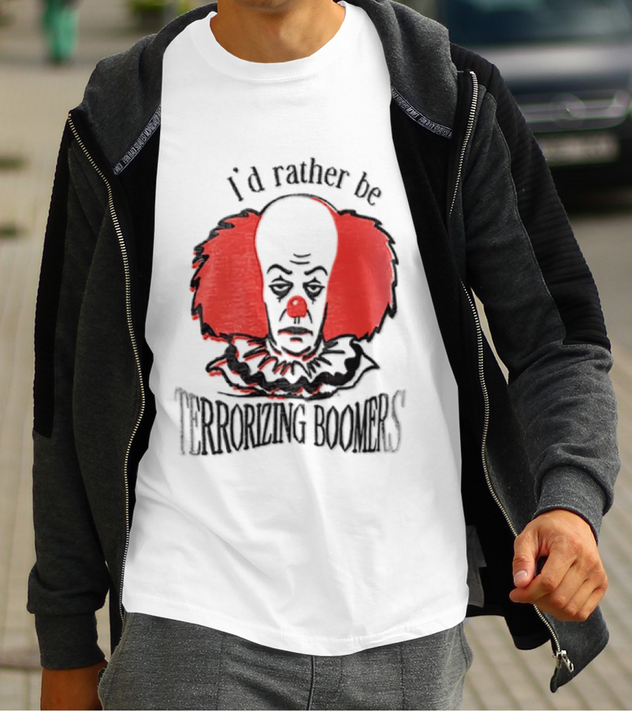 Pennywise IT I'd Rather Be Terrorizing Boomers Clown T-Shirt