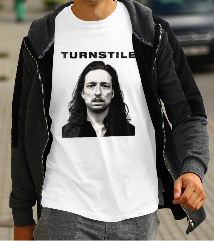 Turnstile Distressed Font Black And White T-Shirt