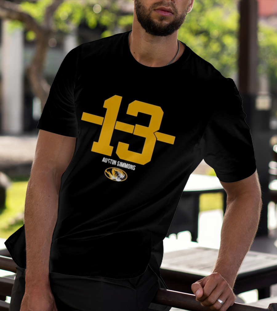 Austin Simmons 13 Missouri Tigers Number T-Shirt