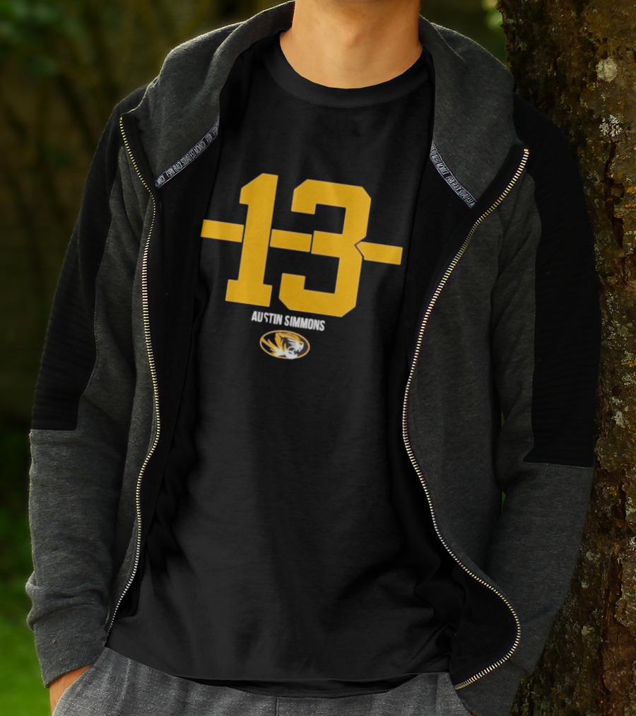 Austin Simmons 13 Missouri Tigers Number T-Shirt