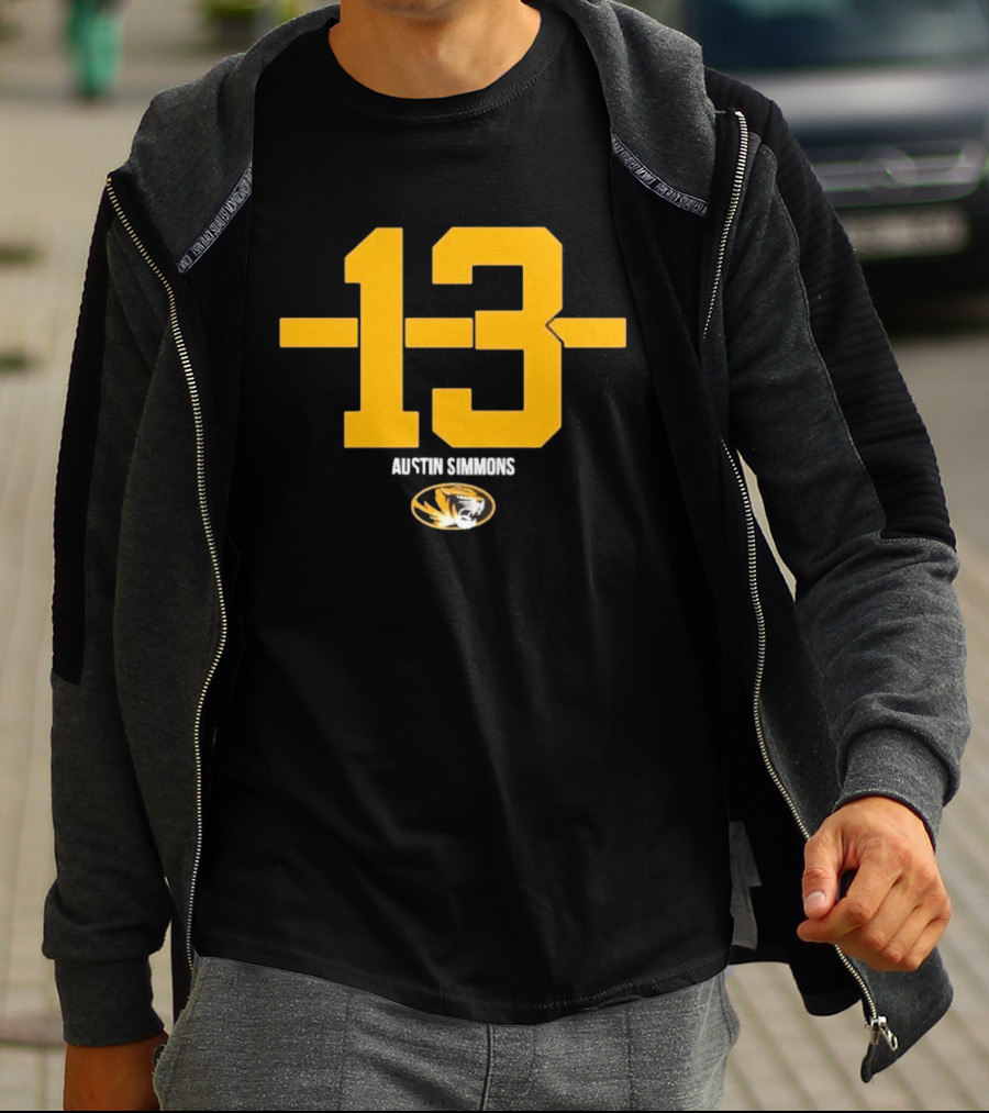 Austin Simmons 13 Missouri Tigers Number T-Shirt