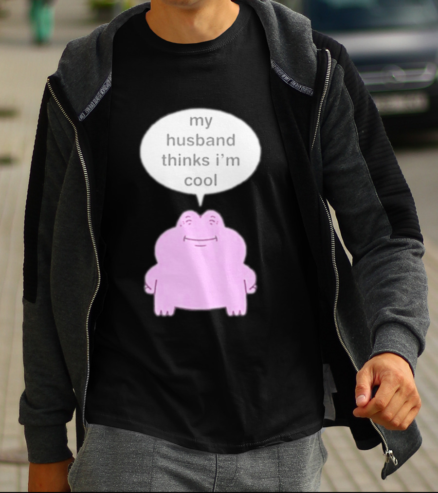 My Husband Thinks I'm Cool Pink Frog T-Shirt