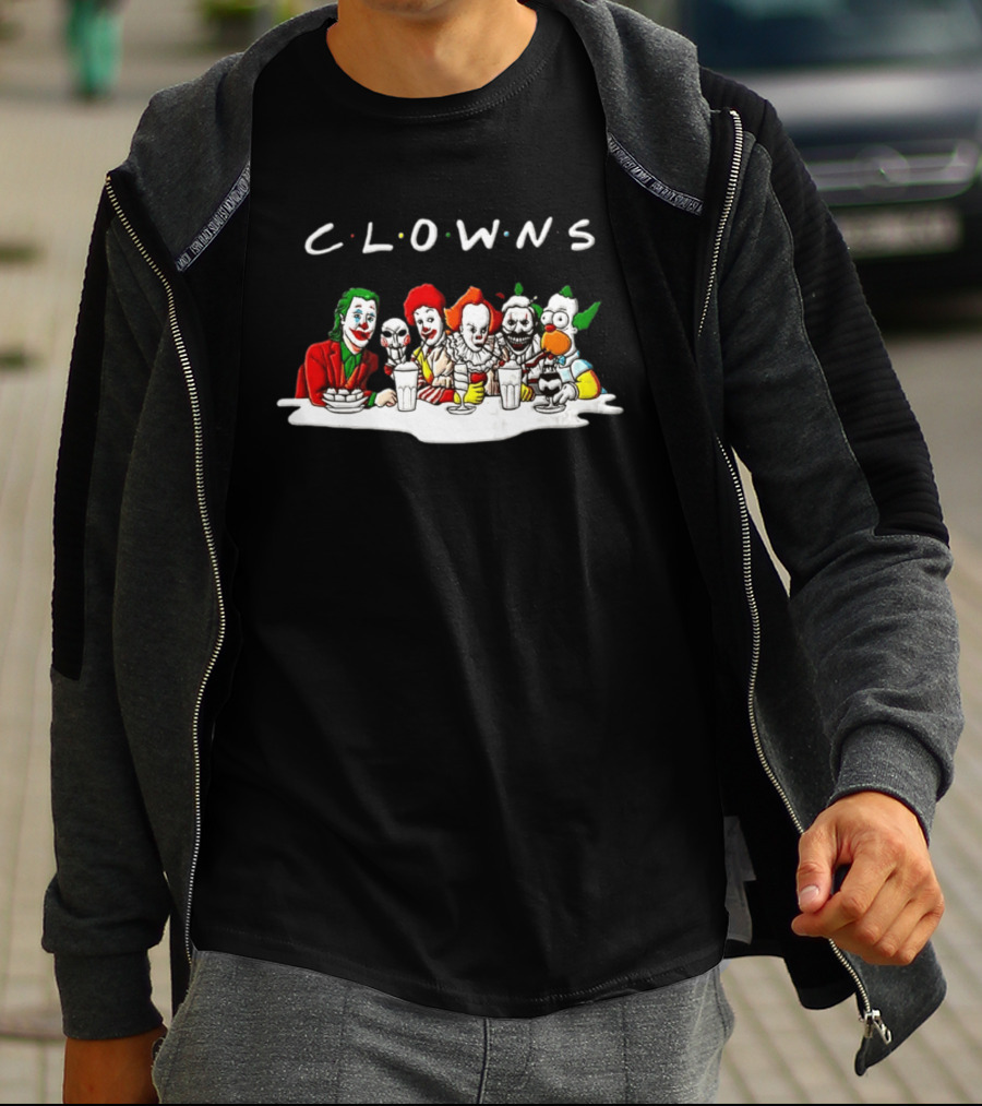 Clowns Joker Billy Ronald McDonald Pennywise Parody Milkshake Scene T-Shirt