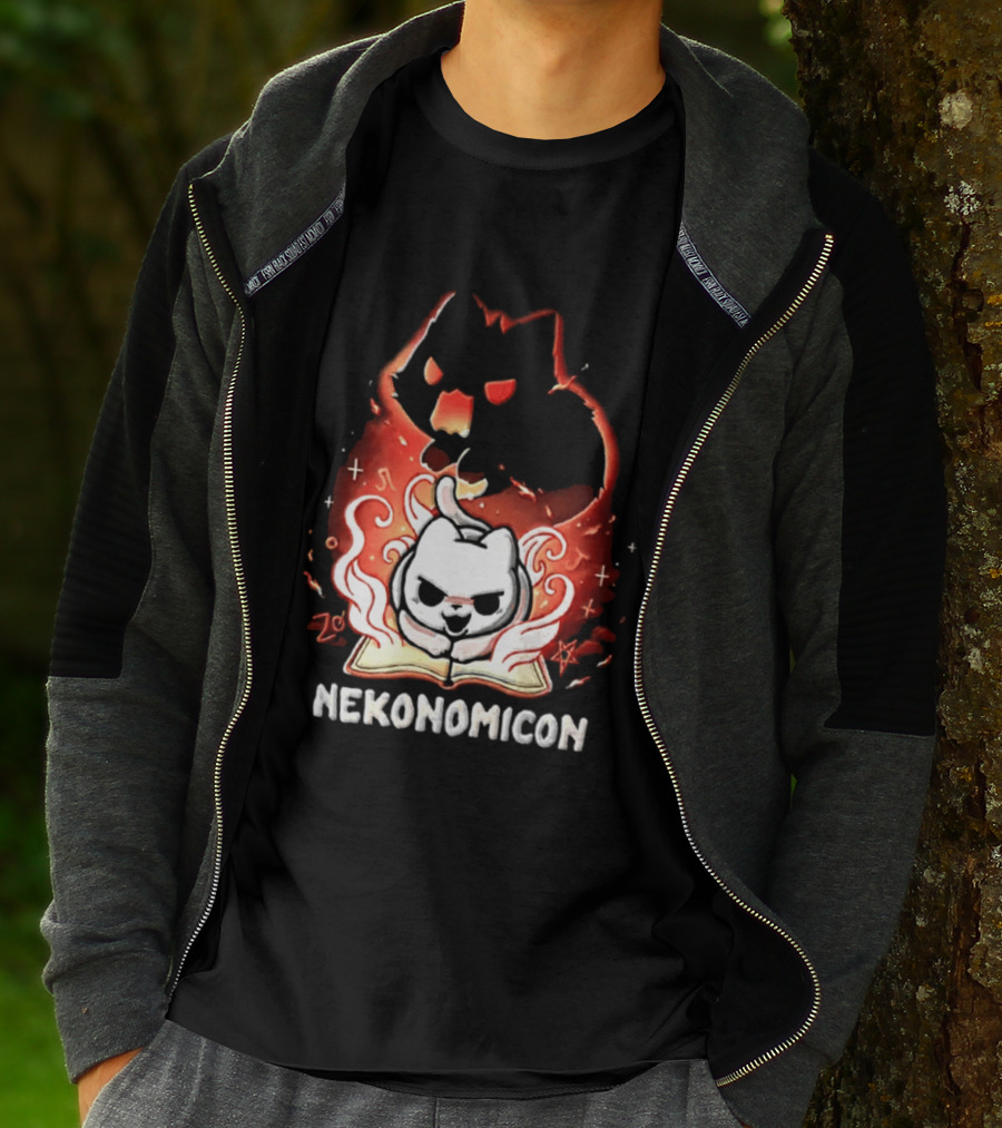 Nekonomicon Cat Summoning Dark Spirit Horror Occult Magic Spell Book T-Shirt