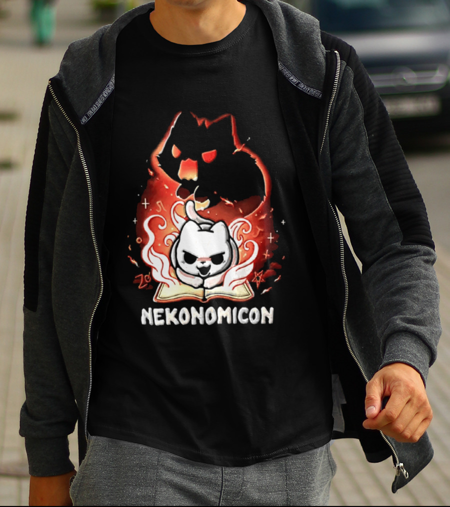 Nekonomicon Cat Summoning Dark Spirit Horror Occult Magic Spell Book T-Shirt