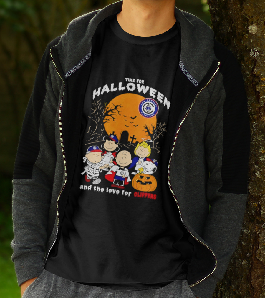 Peanuts Gang Time For Halloween Los Angeles Clippers Pumpkin Fun T-Shirt