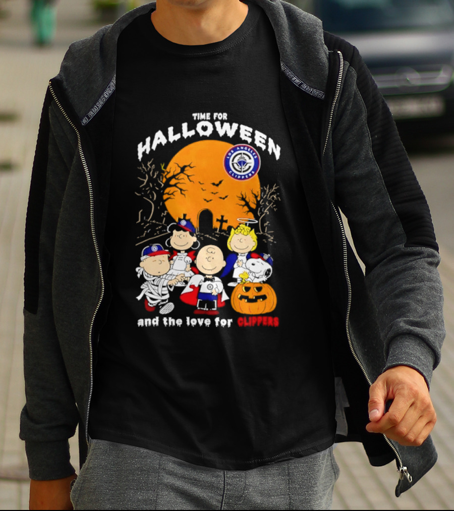 Peanuts Gang Time For Halloween Los Angeles Clippers Pumpkin Fun T-Shirt