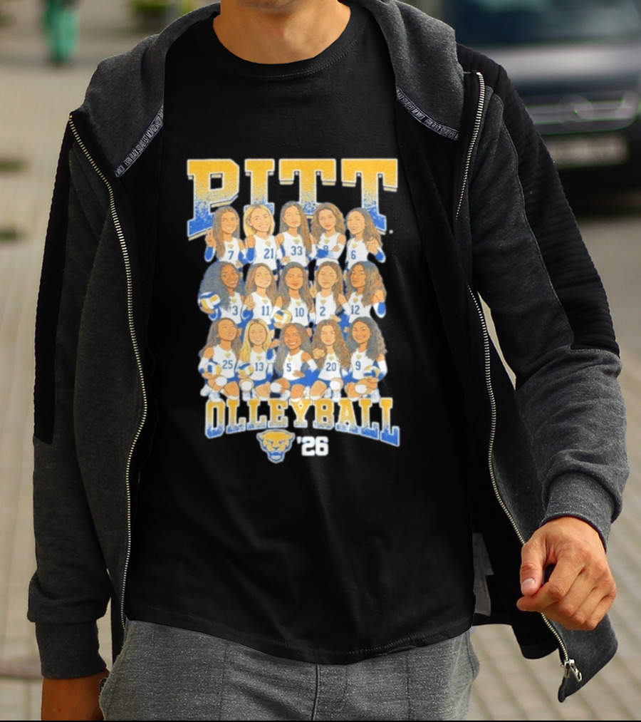 Pitt Volleyball 2026 Team Caricature Panthers T-Shirt