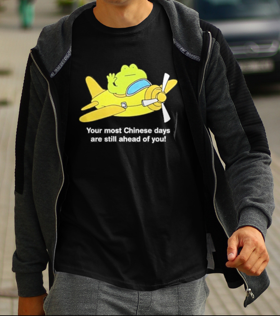 Frog Your Most Chinese Days Are Still Ahead Of You Airplane Scene T-Shirt