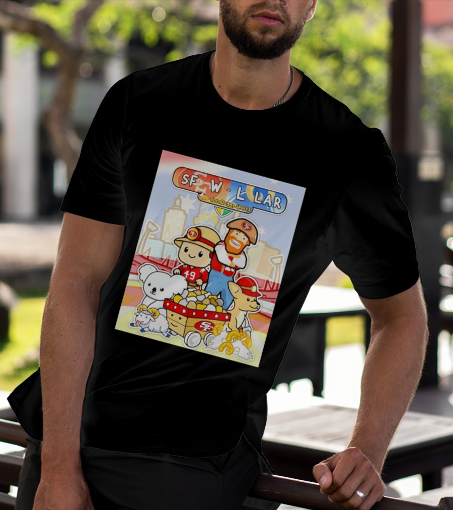 SF 49ers Vs LAR CornDoggy Sports Matchup With Cute Characters And Animals T-Shirt