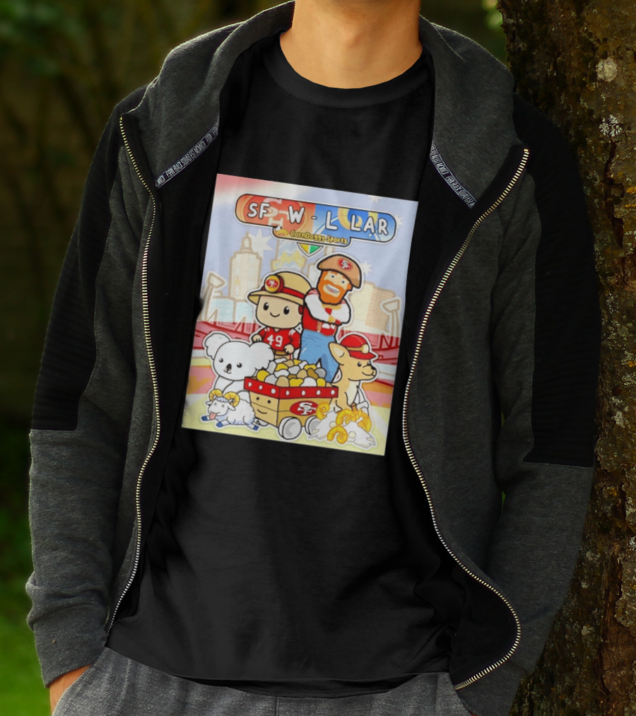 SF 49ers Vs LAR CornDoggy Sports Matchup With Cute Characters And Animals T-Shirt