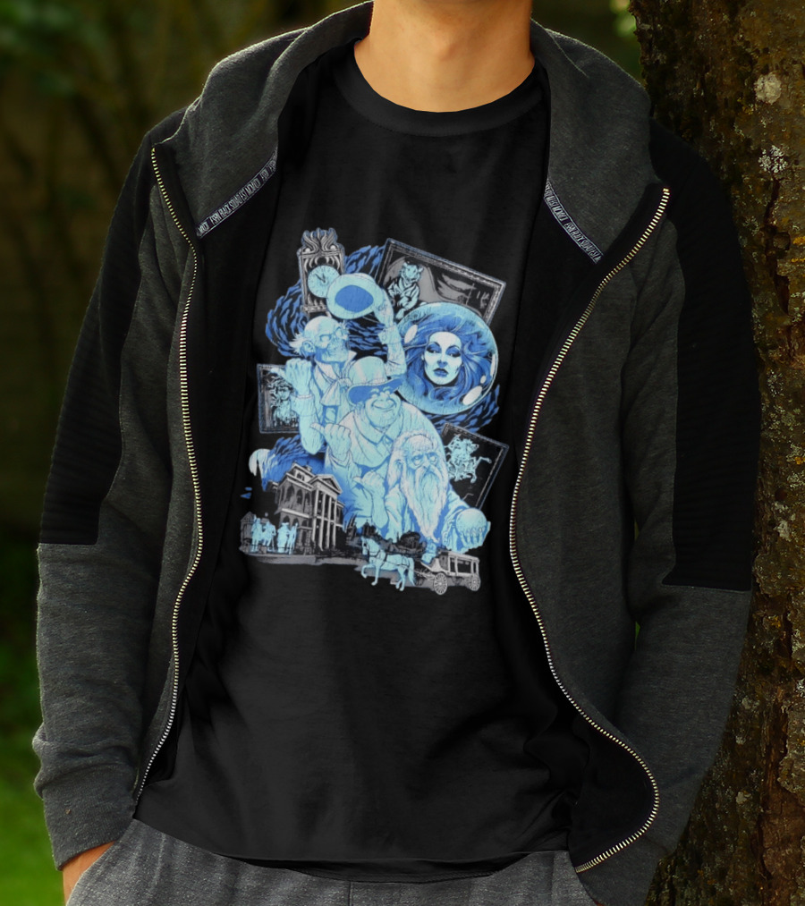 The Haunted Mansion Ghostly Spirits Madame Leota Hitchhiking Ghosts And Doom Buggy T-Shirt