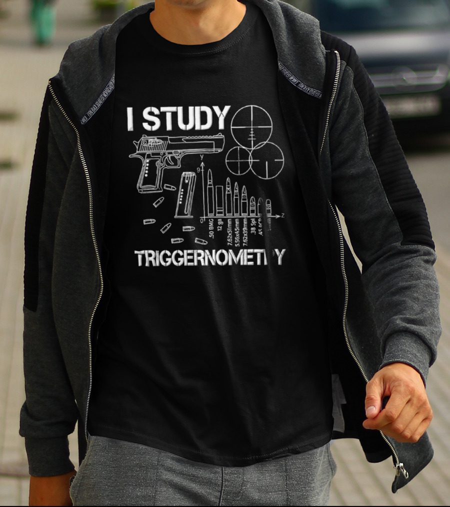I Study Triggernometry 50 BMG Gun Bullets Targets T-Shirt