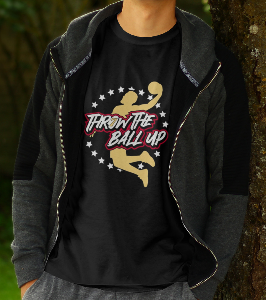 Throw The Ball Up Basketball Player Silhouette With Stars T-Shirt