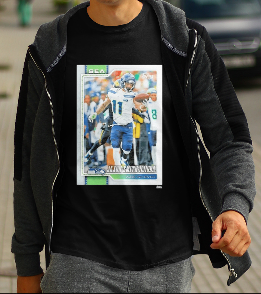 SEA Seahawks Jaxon Smith Njigba Topps Wide Receiver Trading Card T-Shirt