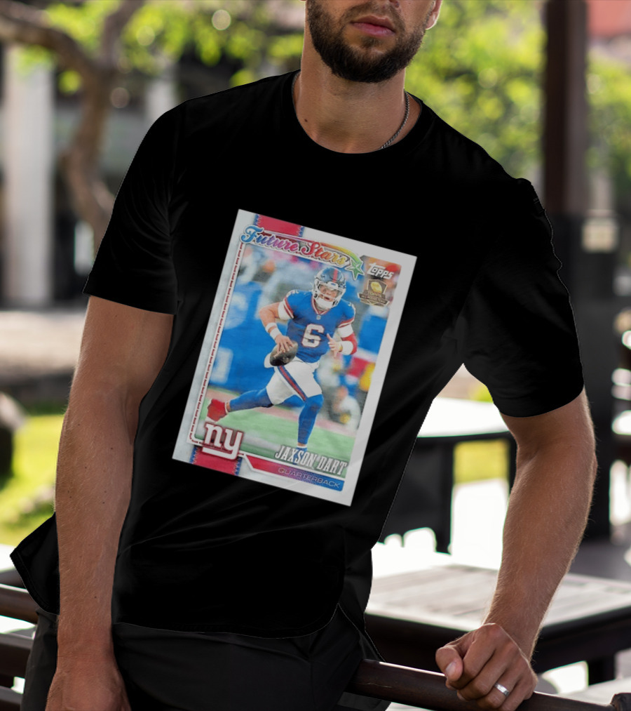 Future Stars Jaxson Dart New York Giants Quarterback Topps Card T-Shirt