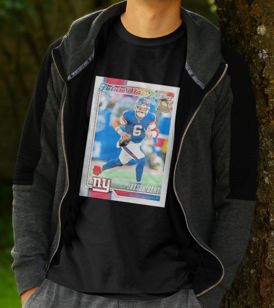 Future Stars Jaxson Dart New York Giants Quarterback Topps Card T-Shirt