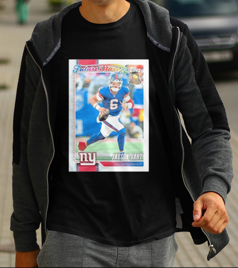 Future Stars Jaxson Dart New York Giants Quarterback Topps Card T-Shirt