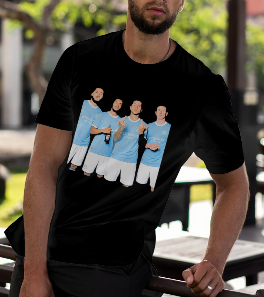 Manchester City Etihad Airways Kit Players Bottle Pose T-Shirt