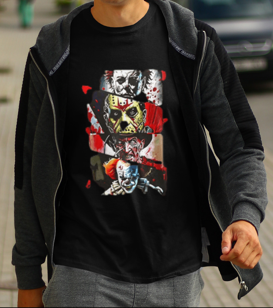 Michael Myers Jason Voorhees Freddy Krueger Pennywise Horror Movie Characters T-Shirt