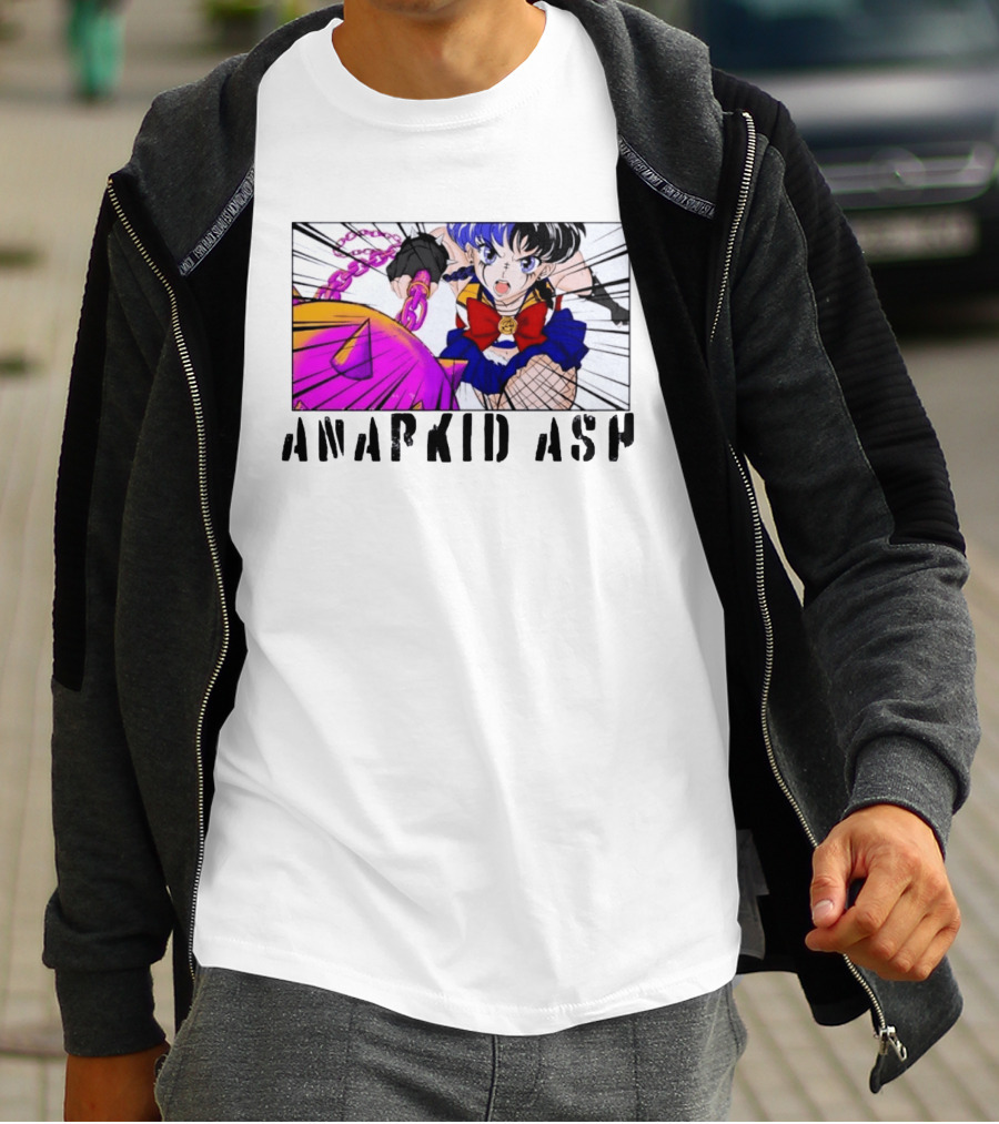 Anarkid Ash Sailor Moon Anime Punk Fighter In Action T-Shirt